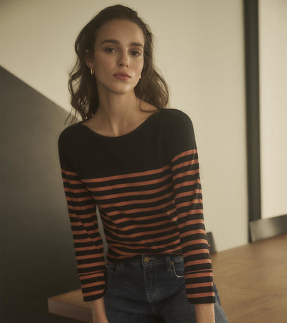 3/4 Sleeve Breton - Amber Stripes