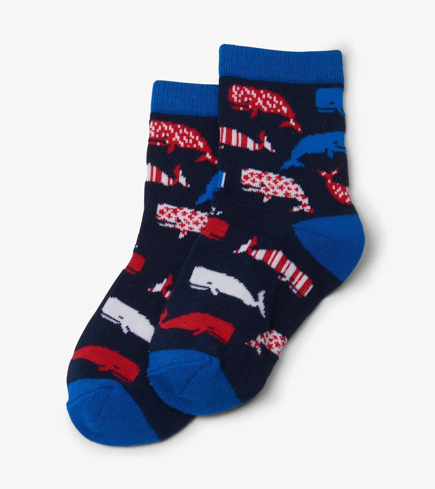 Nautical Whale Blue Kids Crew Socks