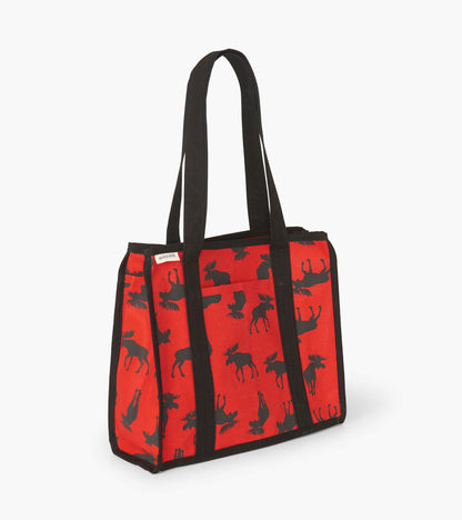 Moose on Red Canvas Tote Bag