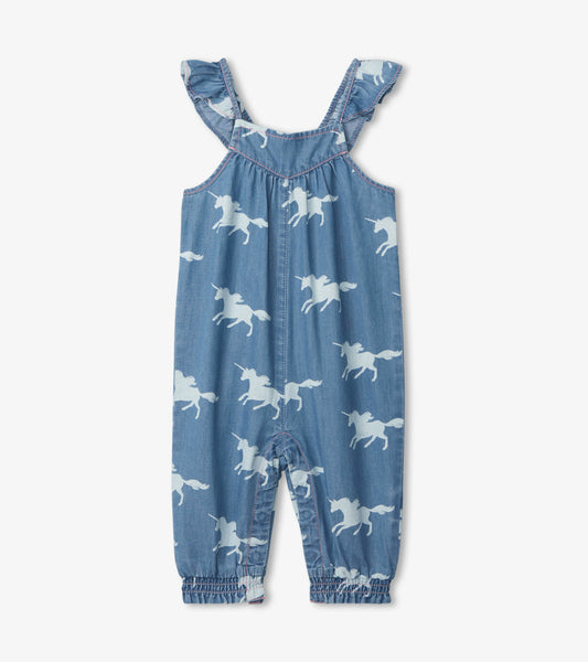 Unicorn Silhouettes Baby Denim Romper