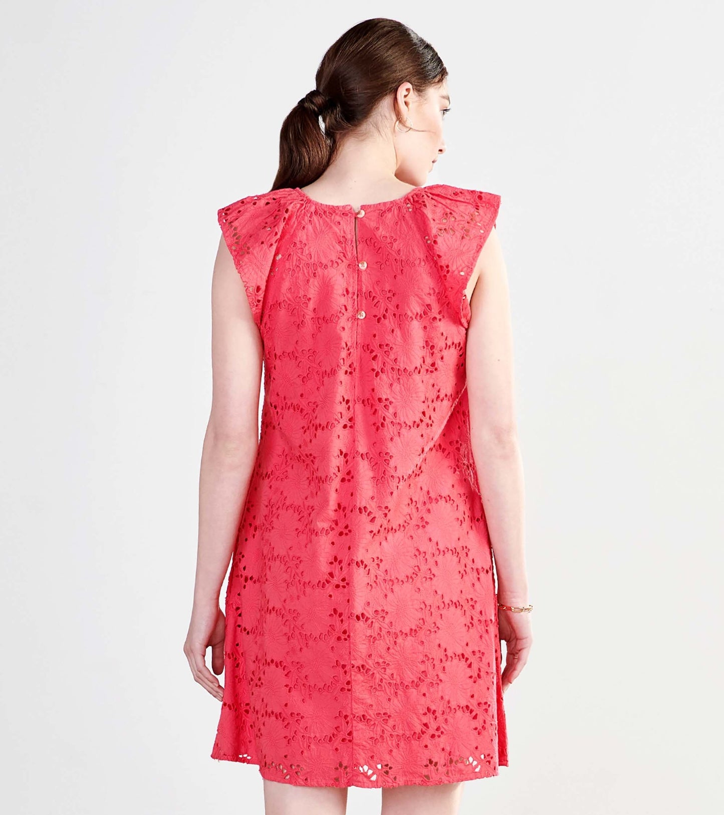 Kaia Eyelet Dress - Rouge Red