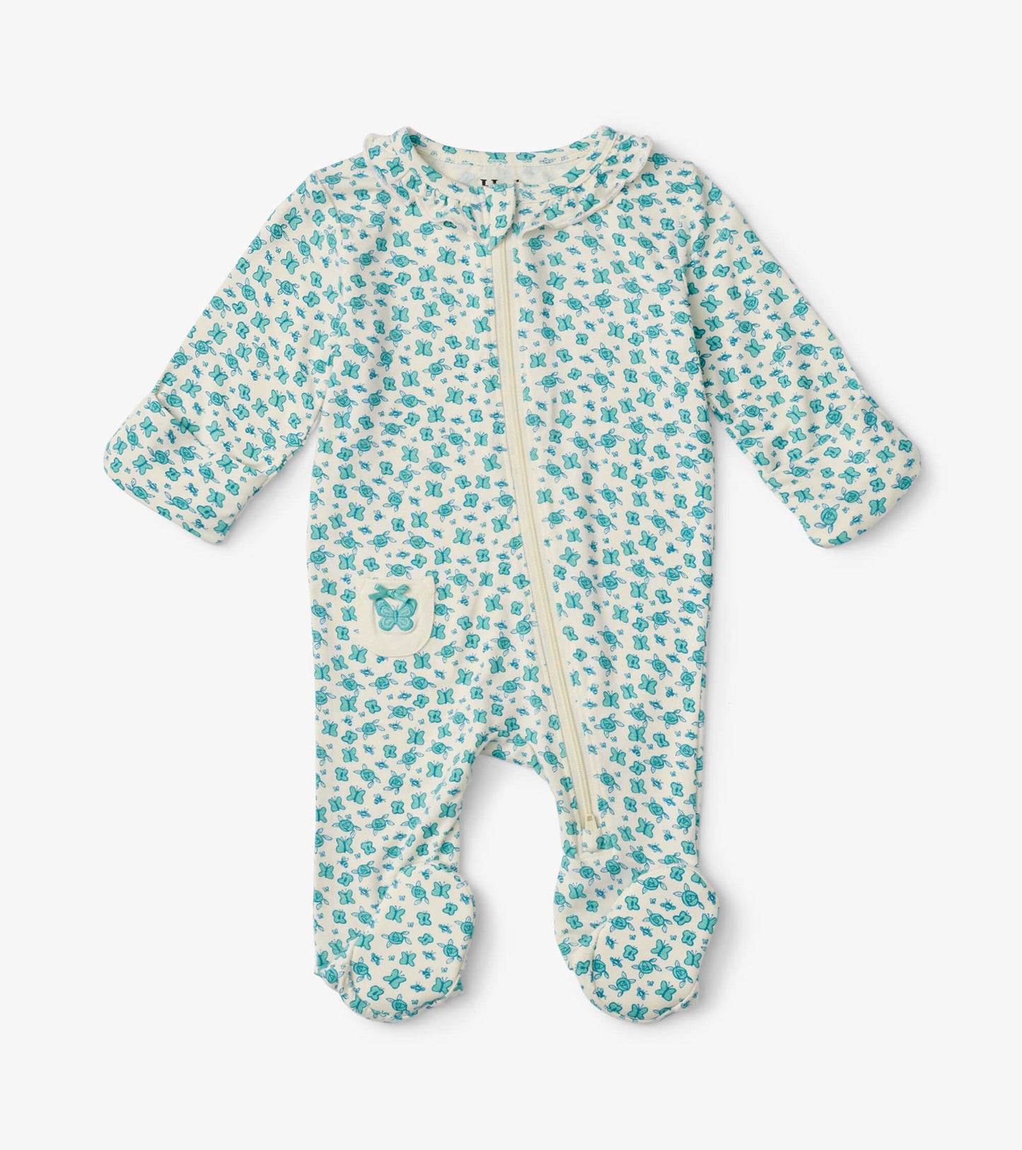 Summer Sunshine Baby Ruffle Neck Footed Sleeper