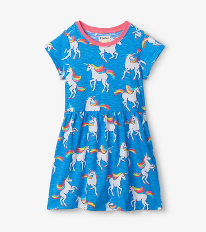 Unicorn Sky Dance Short Sleeved Skater Dress