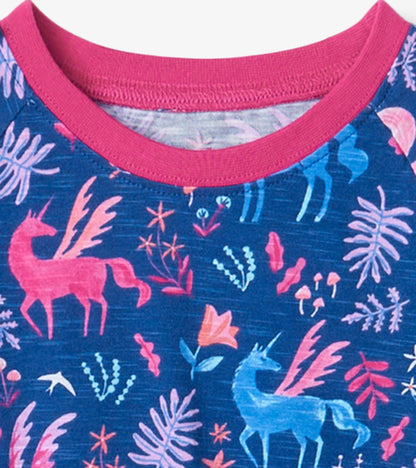 Girls Forest Unicorns Drop Waist Dress