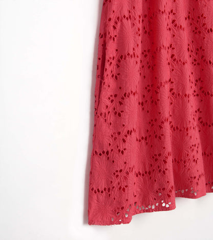 Kaia Eyelet Dress - Rouge Red