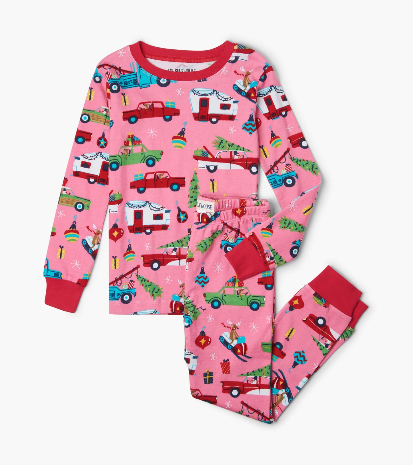 Pink Retro Christmas kids pajama set