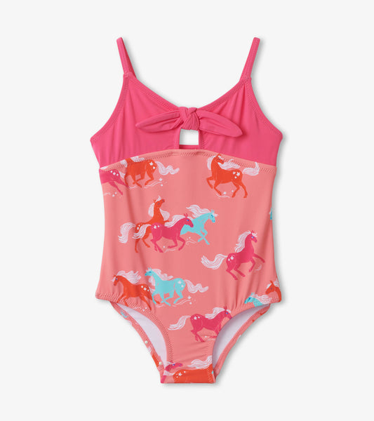 Playful Horses Tie Front Swimsuit