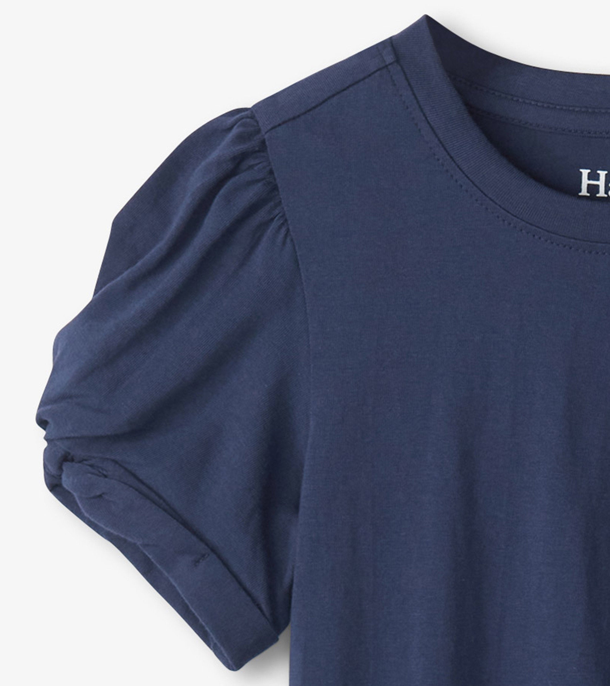 Girls Navy Twisted Sleeve Tee