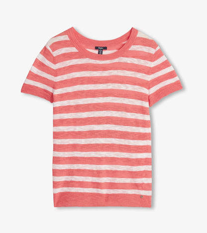 Simone Knit Tee - Coral Stripes