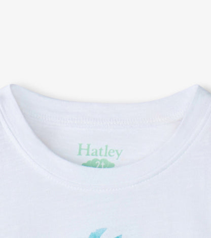 White short-sleeve tee featuring a colorful pineapple graphic on the front, suitable for baby and toddler girls.