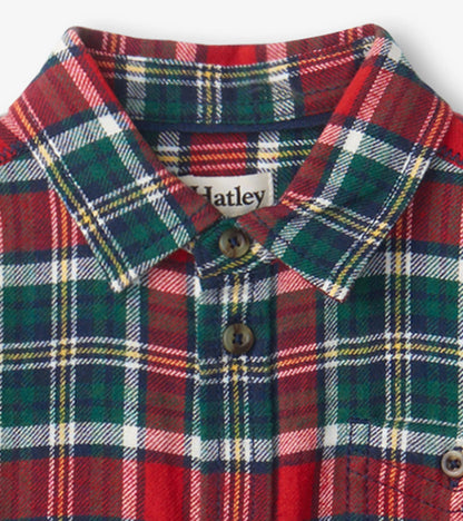 Boys Christmas Plaid Buttondown Shirt