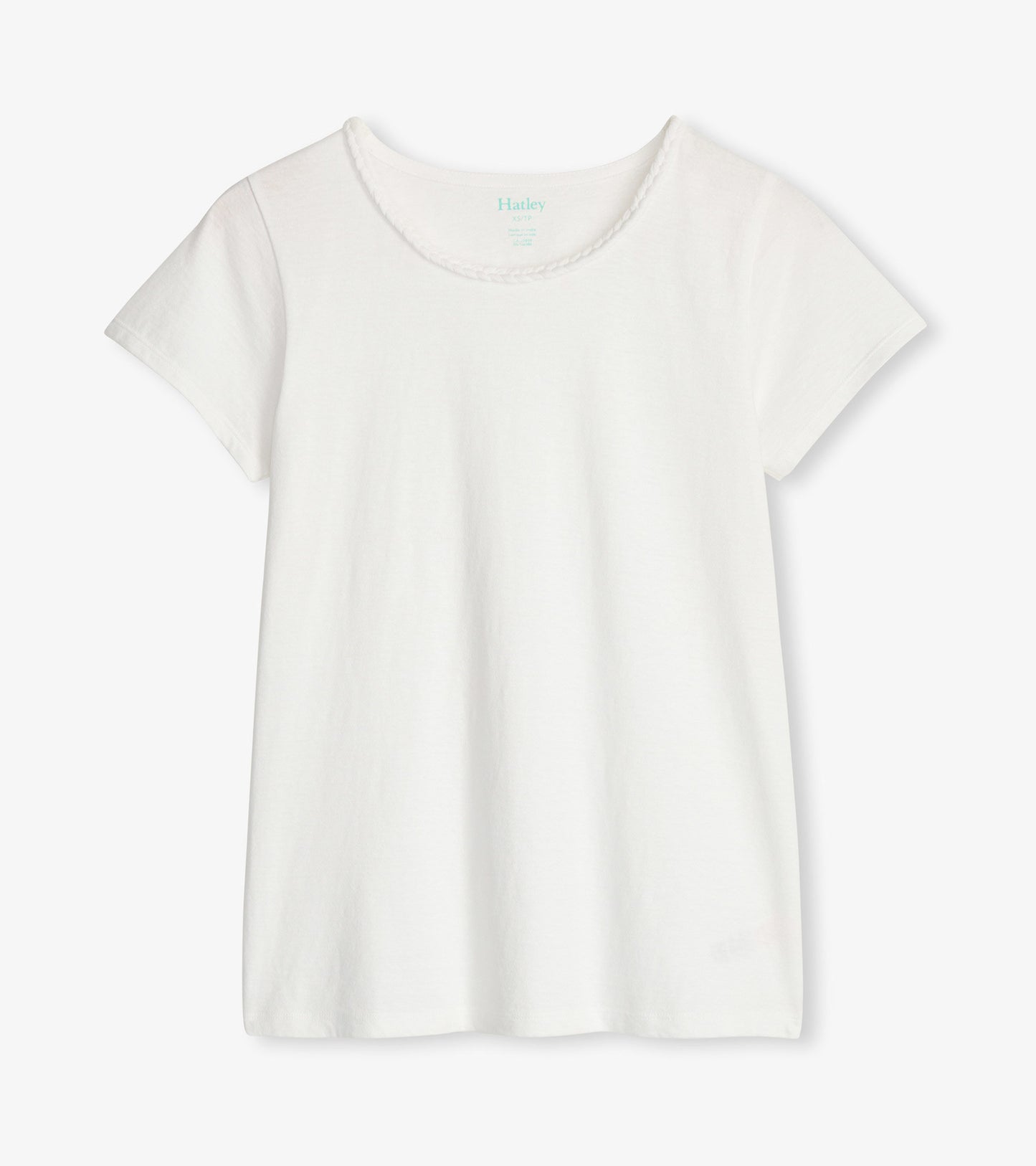 Braided Neck Tee - White