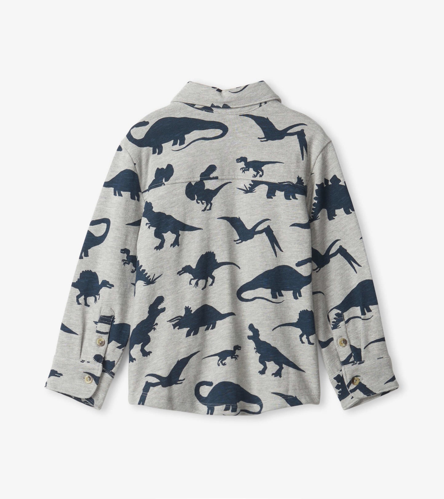 Boys Big Dinosaur Jersey Button Down Shirt