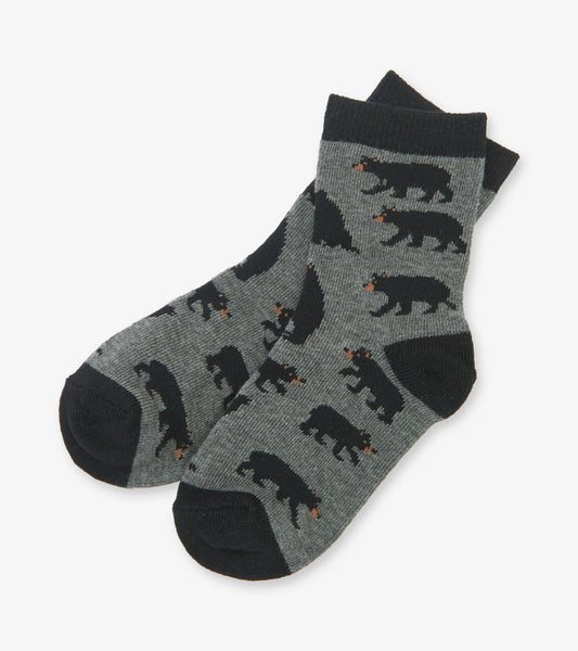 Charcoal Bears Kids Crew Socks