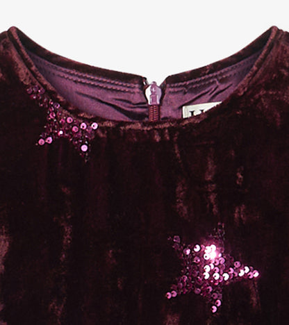 Girls Sequin Stars Velvet Dress