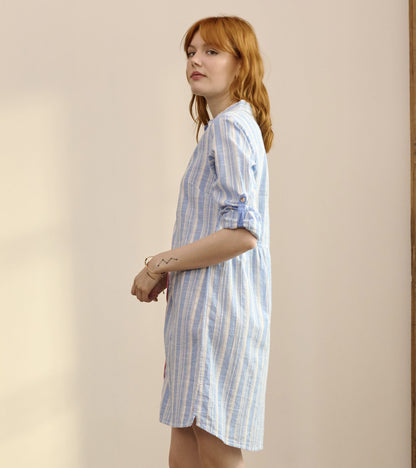 Cara Shirt Dress - Light Blue Stripes