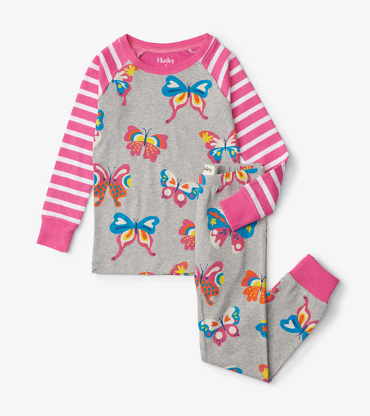 Doodle Butterflies  Raglan Pajama Set