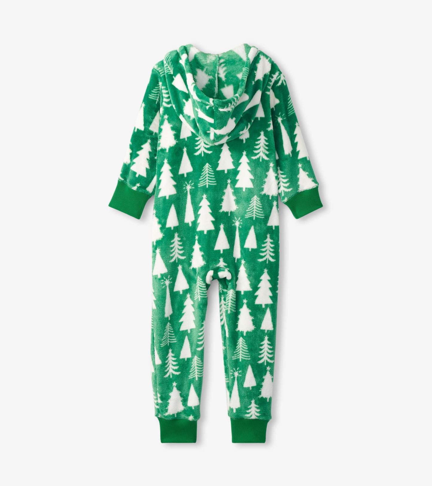 Kids Christmas Trees Hooded Fleece Jumpsuit