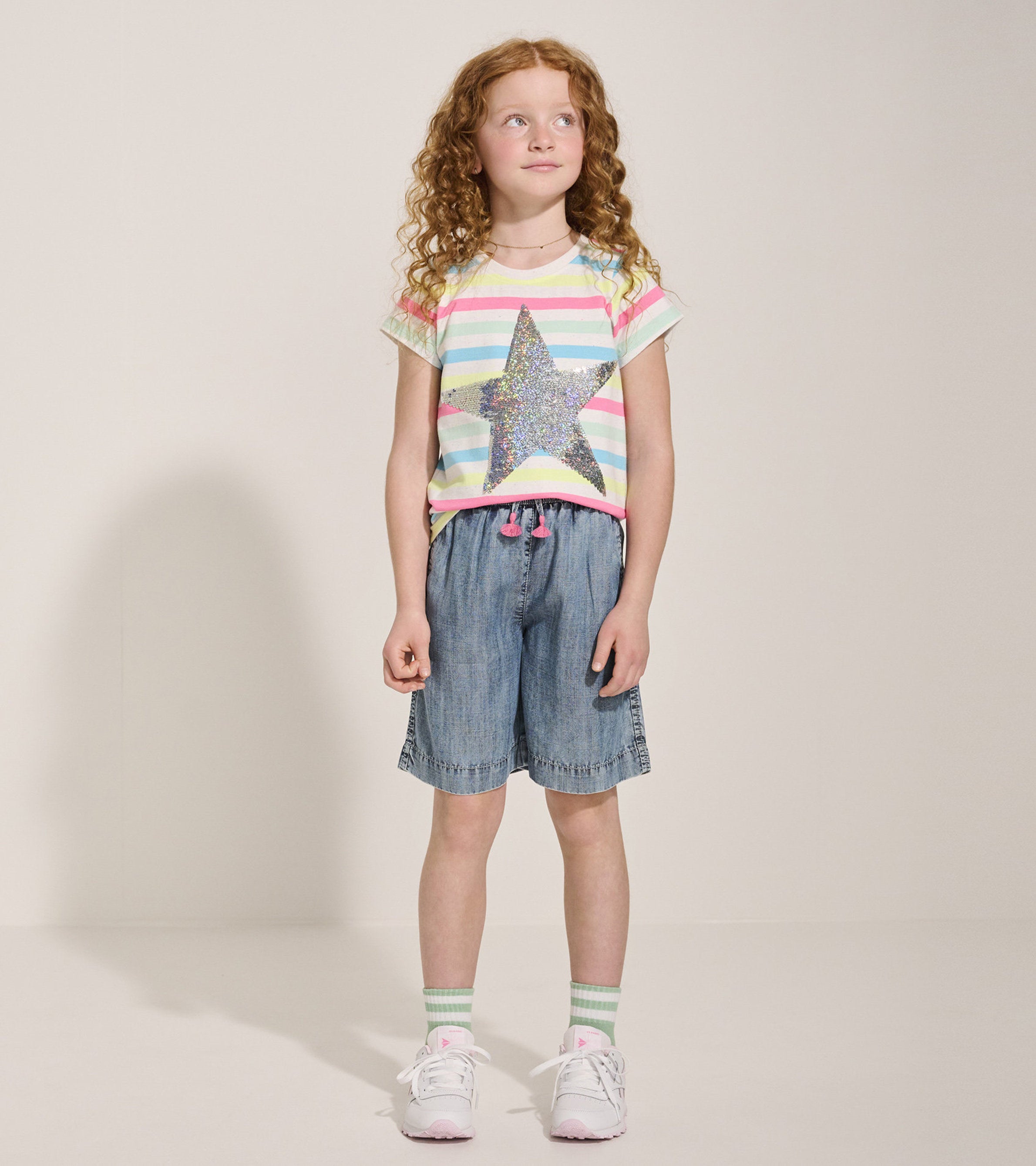 Girls Summer Sea Stripes Graphic Tee