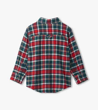 Boys Christmas Plaid Buttondown Shirt