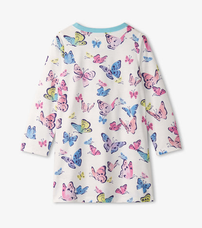 Girls Big Butterflies Long Sleeve Nightgown