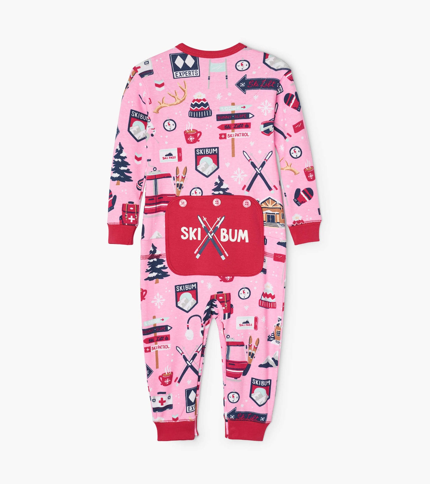 Pink Ski Holiday baby union suit