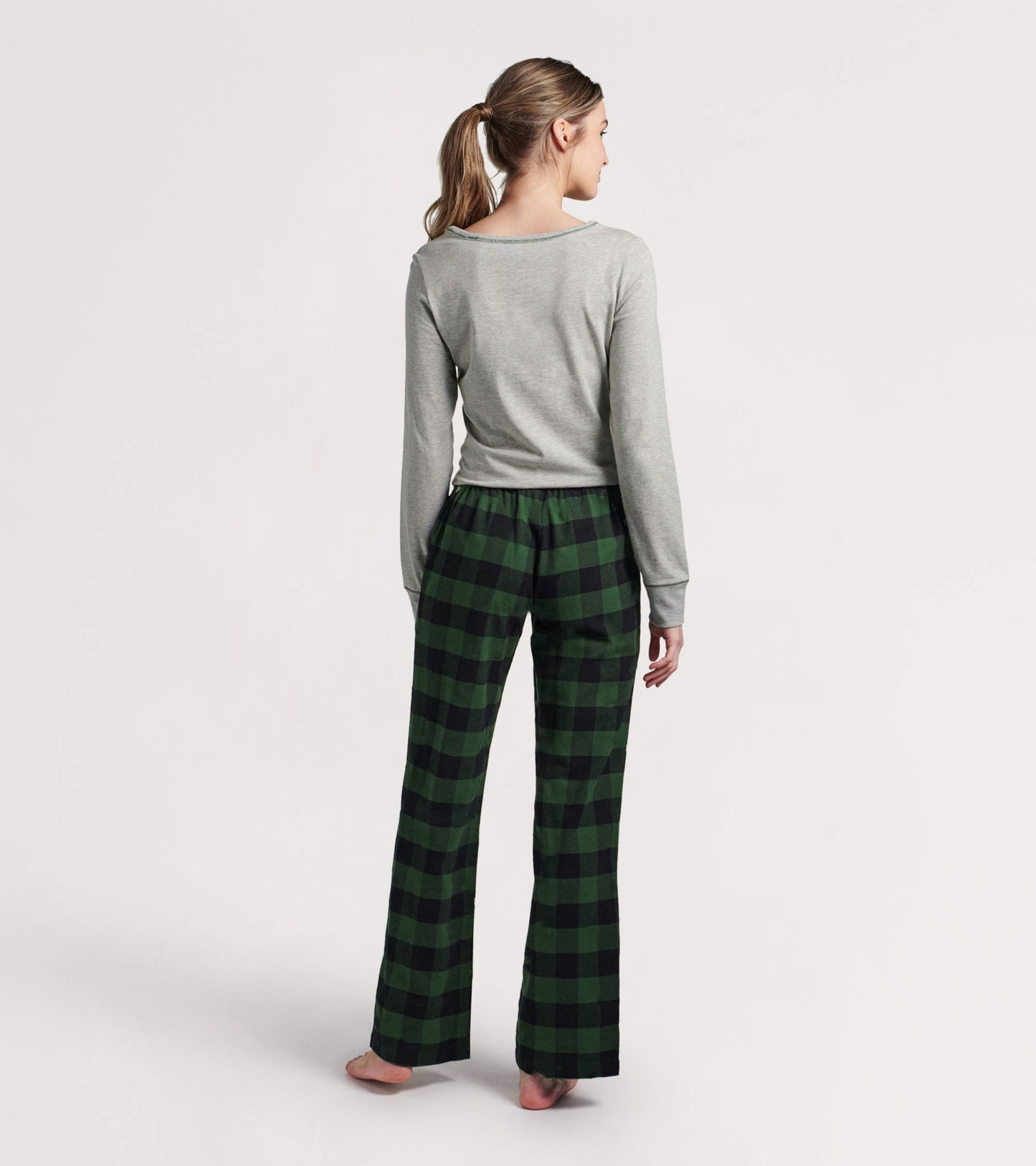 Forest Green Plaid Bear Women's Stretch Jersey Top