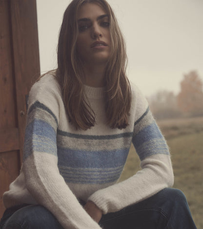 Crew Neck Pullover - Blue Sunset Stripes