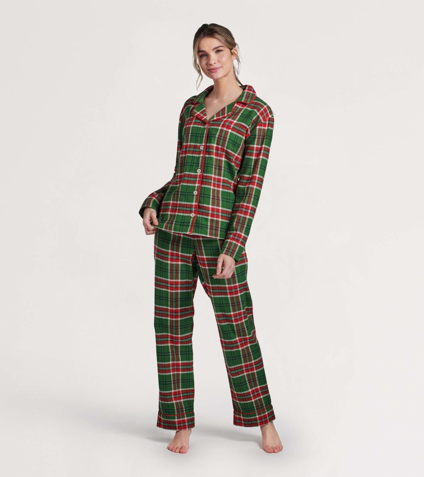 Women's Country Christmas Plaid Flannel Pajama Set