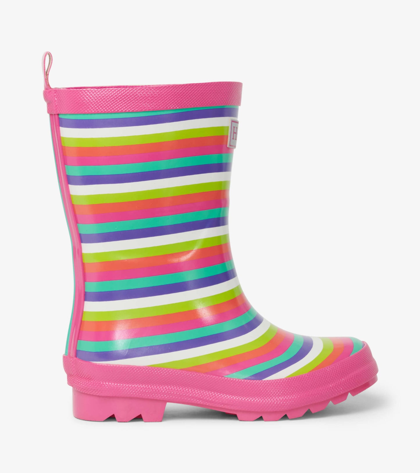 Rainbow Stripes Shiny Rain Boots