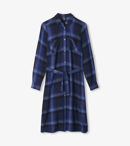 Gwen Midi Shirt Dress - Faded Plaid