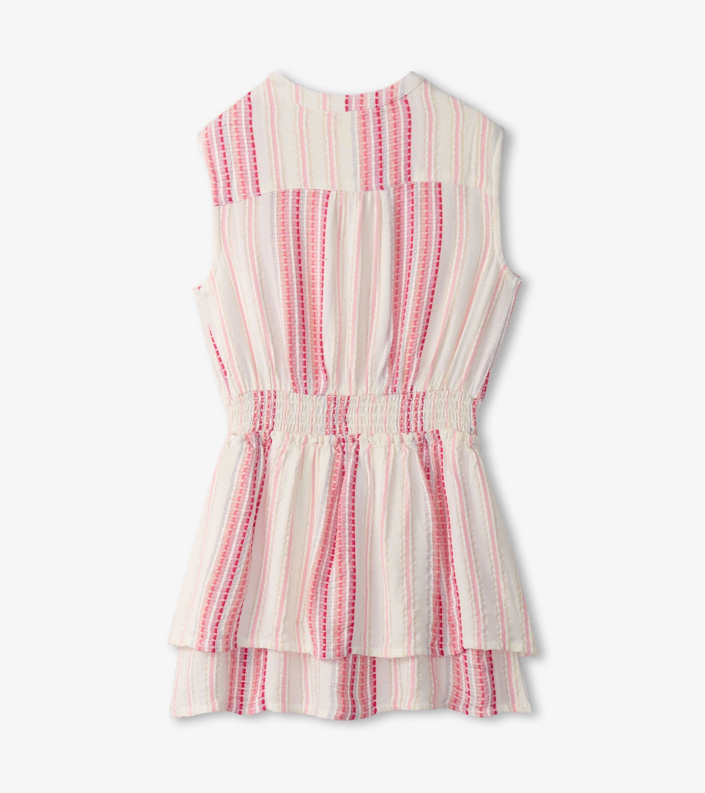 Girls Ribbon Stripe Smocked Waist Dress