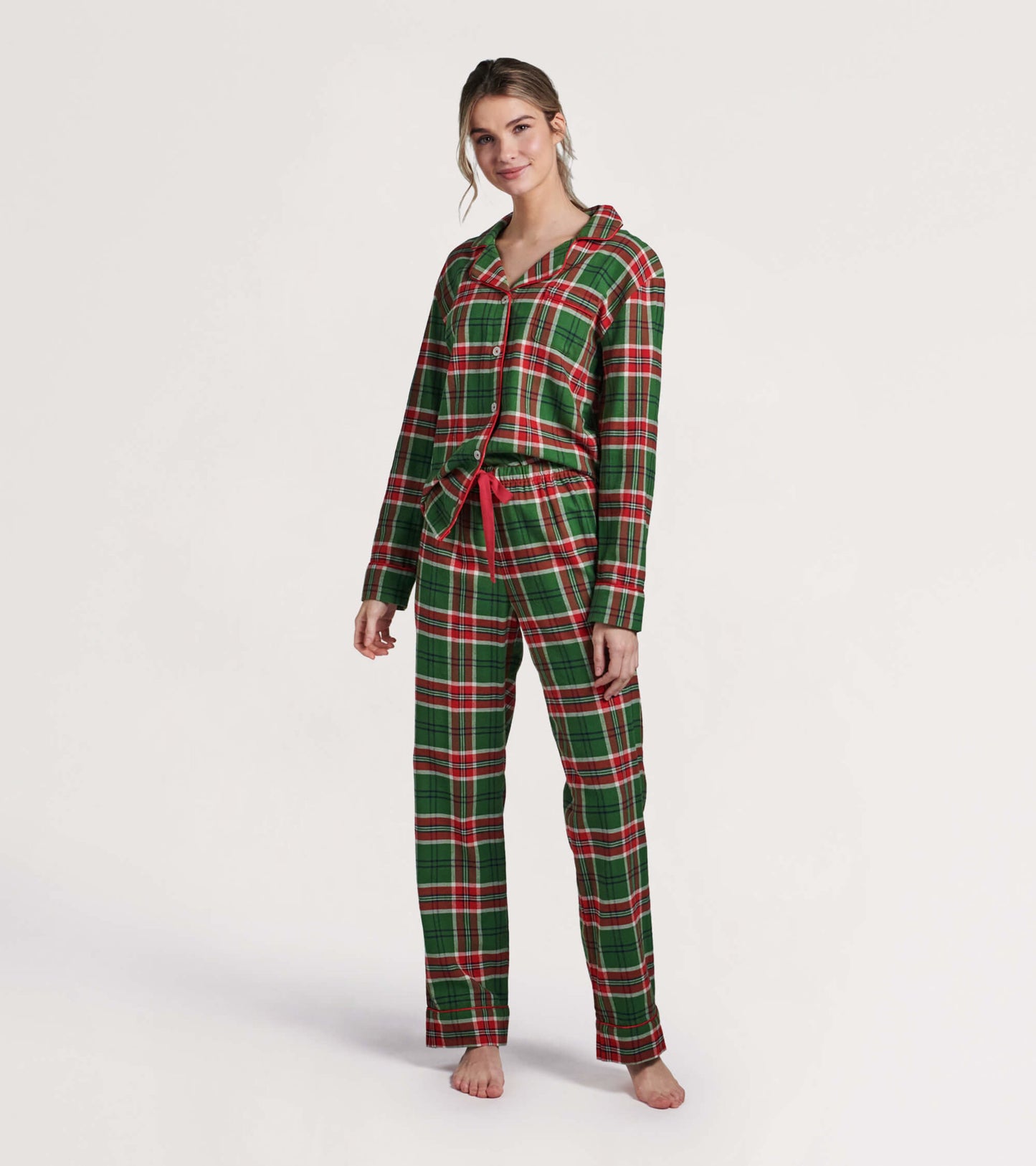 Women's Country Christmas Plaid Flannel Pajama Set