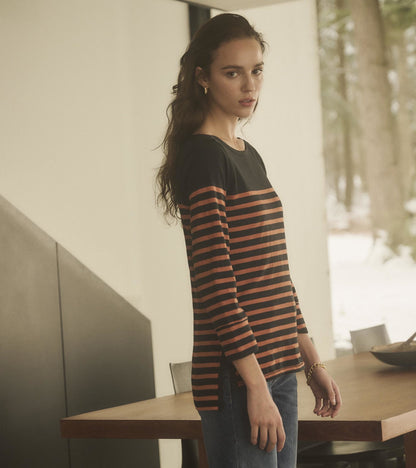 3/4 Sleeve Breton - Amber Stripes