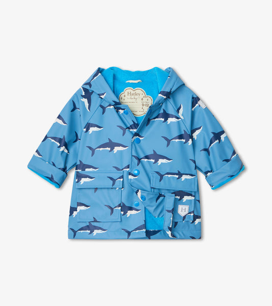 Swimming Sharks Colour Changing Baby Raincoat