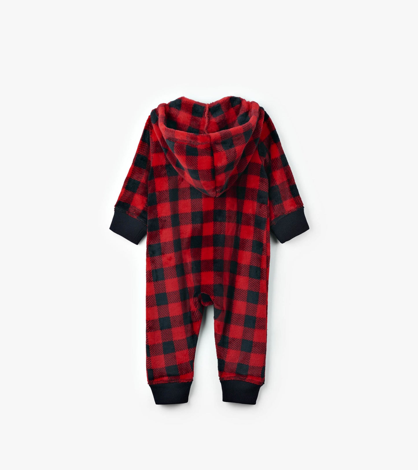 Baby Buffalo Plaid Hooded Fleece Jumpsuit