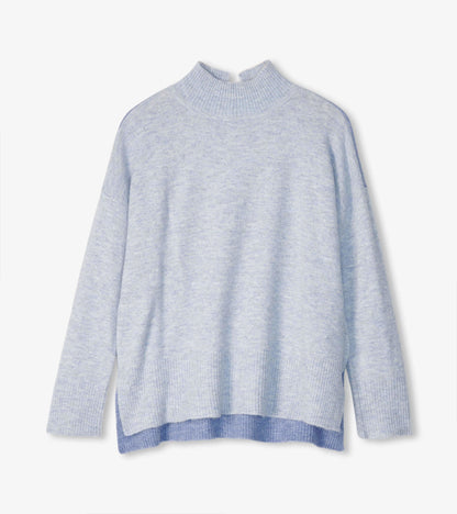 Mock Neck Tunic - Blue Colorblock