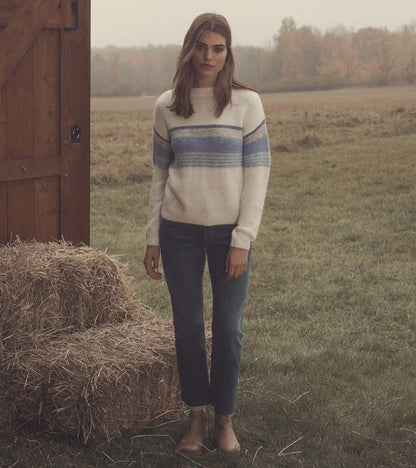 Crew Neck Pullover - Blue Sunset Stripes