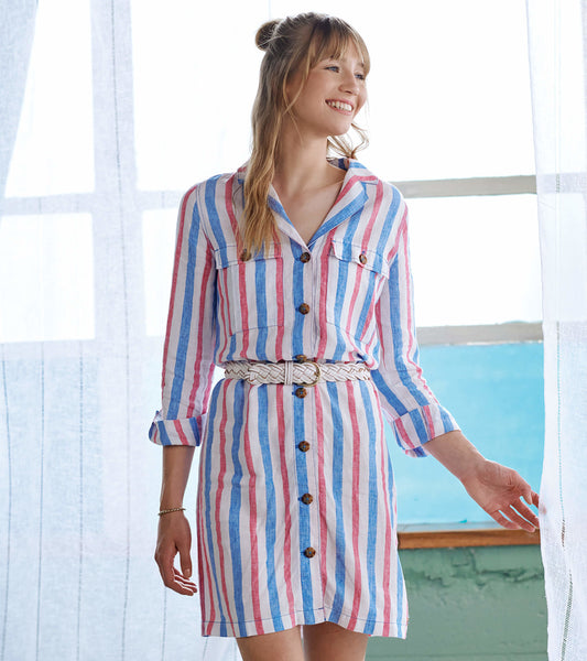 Cargo Shirt Dress - Parisol Stripe