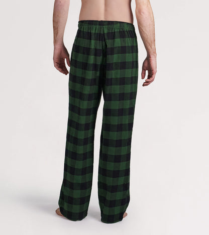 Forest Green Plaid Men's Flannel Pajama Pants