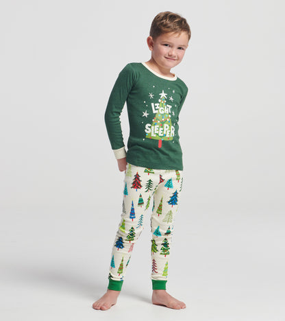 Kids Christmas Trees Light Pajama Set