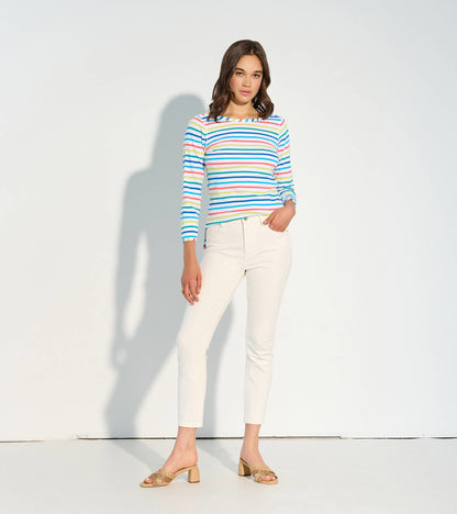 3/4 Sleeve Breton- Rainbow Stripes