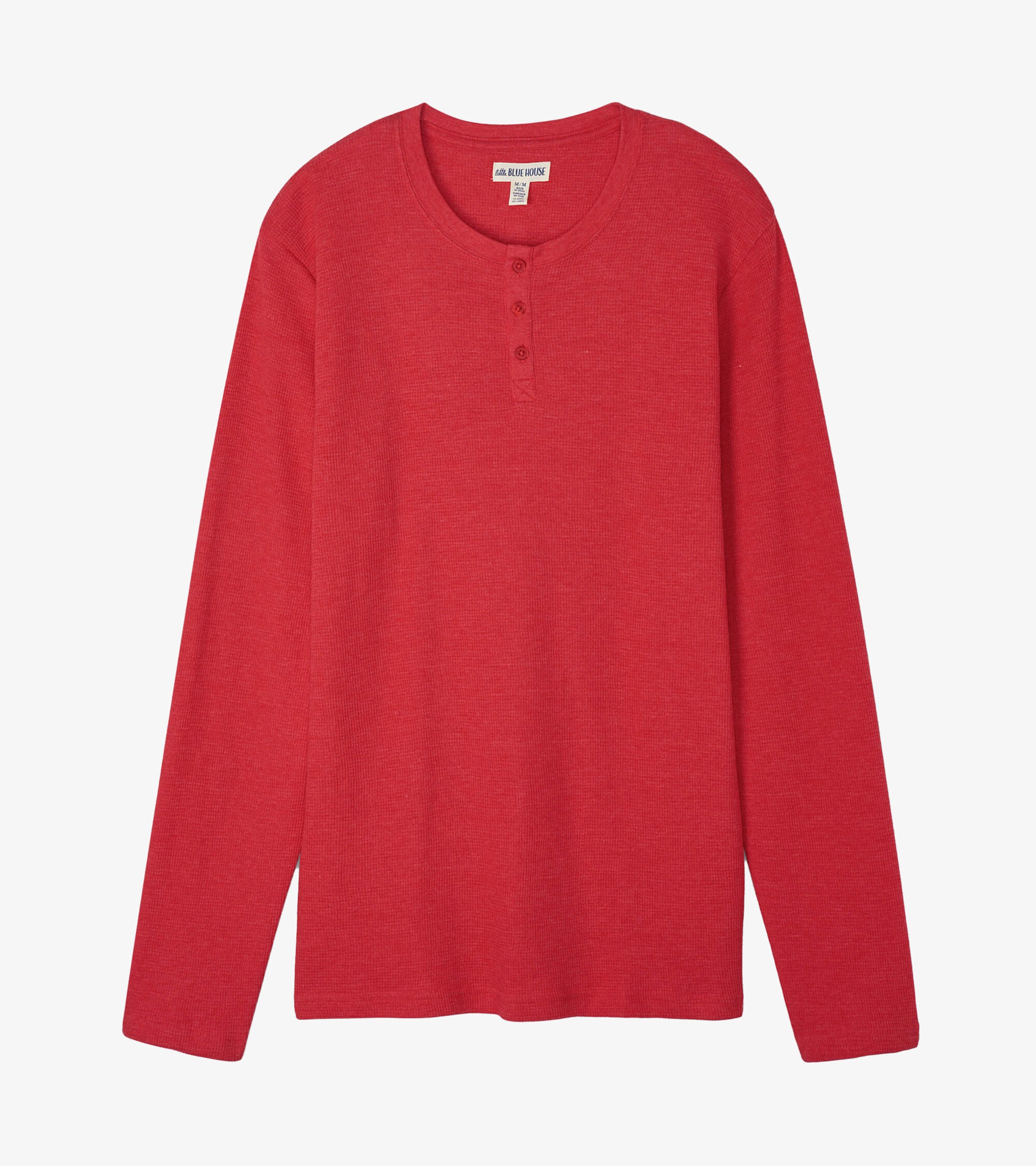 Men's Holiday Red Waffle Henley