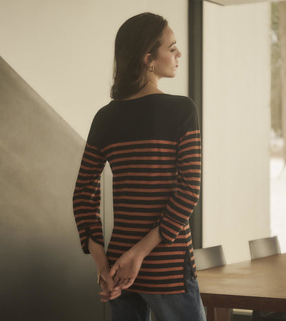 3/4 Sleeve Breton - Amber Stripes