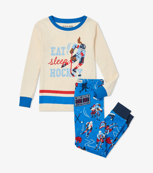 Cream Hockey Champs Kids Applique Pajama Set