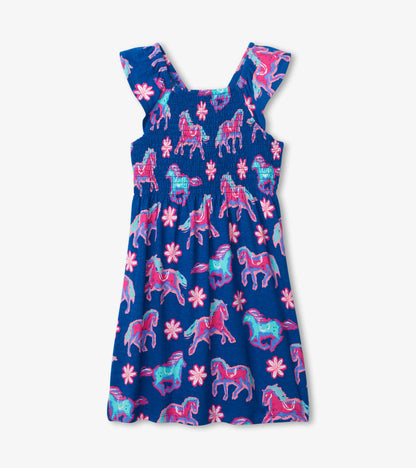 Electric Horses Smocked Dress