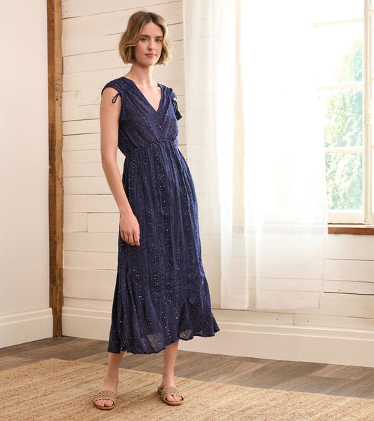Millie Dress - Navy Sequin Stripes