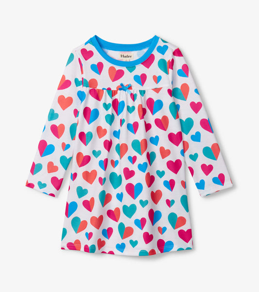 Split Hearts Long Sleeve Nightdress