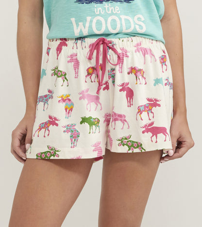 Patterned Moose Women's Sleep Shorts