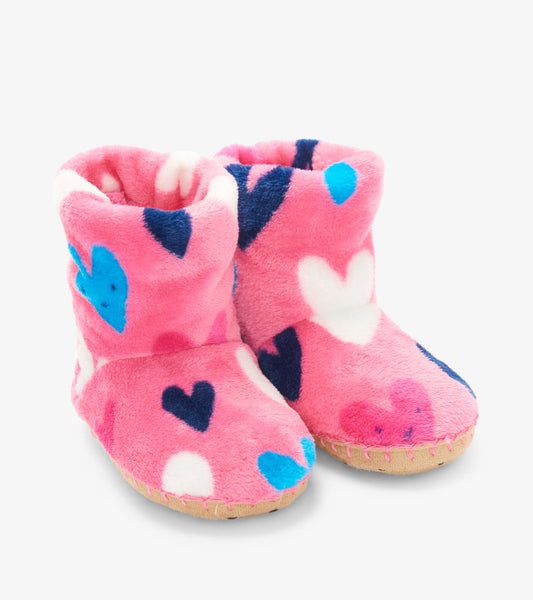 Confetti Hearts Kids Fleece Slippers